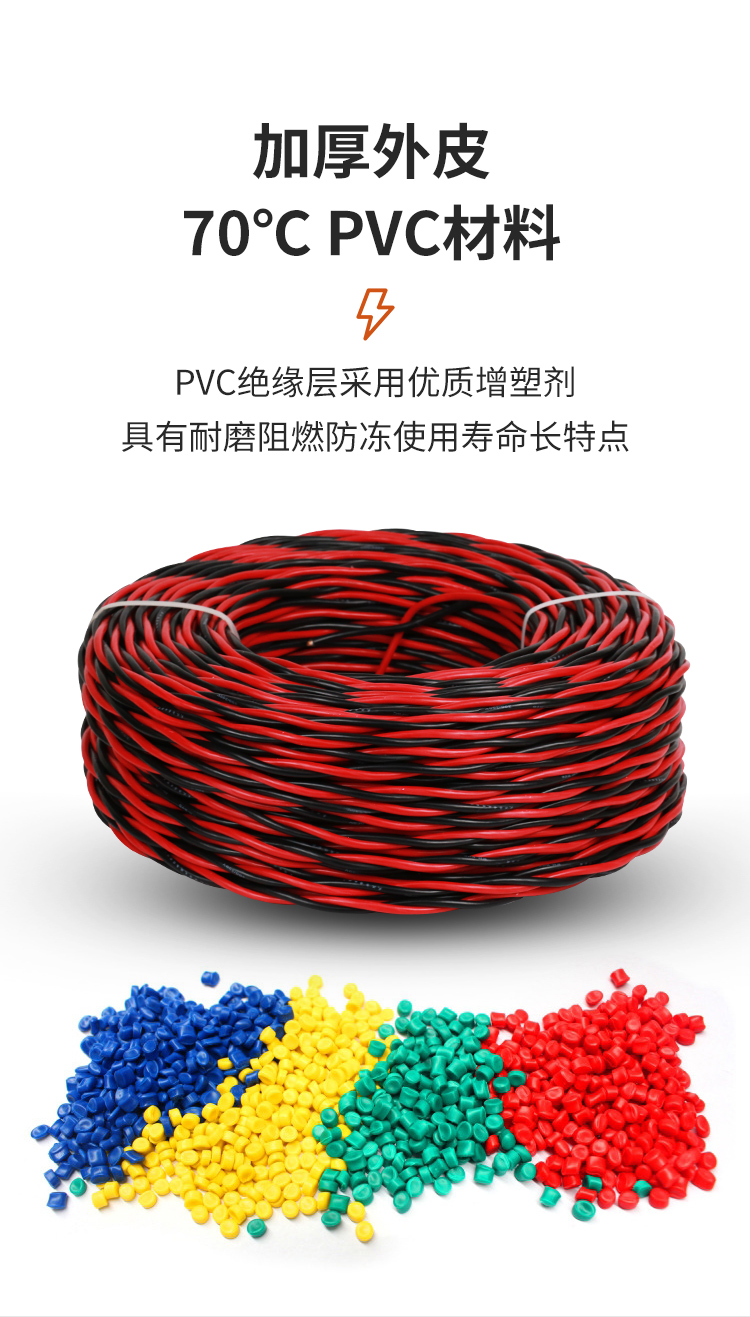 安普RVS雙絞線2*1.5花線消防照明阻燃國標銅芯電動車充電線高樓層